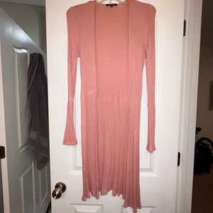 Ambiance long cut out cardigan in peach